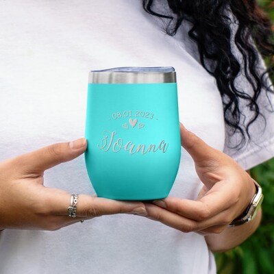 Personalized Wine Tumbler With Lid – Travel Mug For Hot and Cold Drinks – Vacuum Insulated Tumbler – Engraved Gift for Her, Him, Family - image6